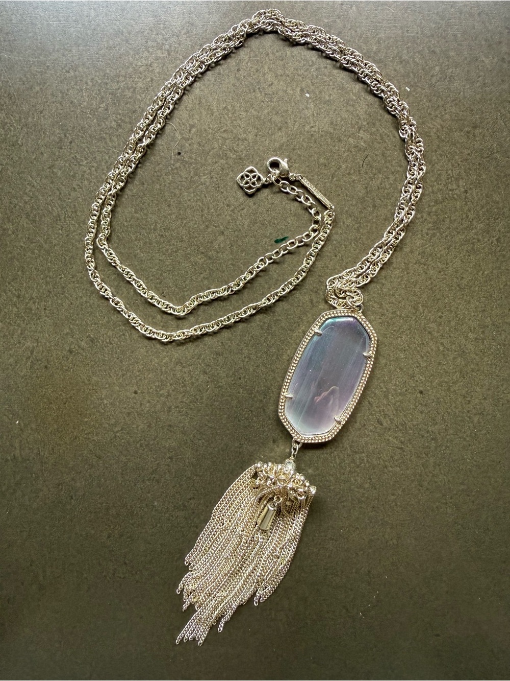 Kendra Scott Silver Iridescent Pendant Tassel Necklace